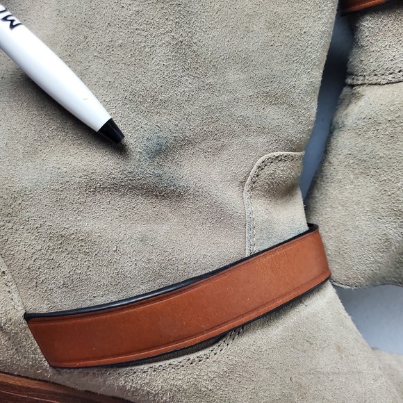 Coach Amy Womens Boots 9.5 B Taupe Gray Suede Moto Boho Casual Biker - Picture 13 of 13